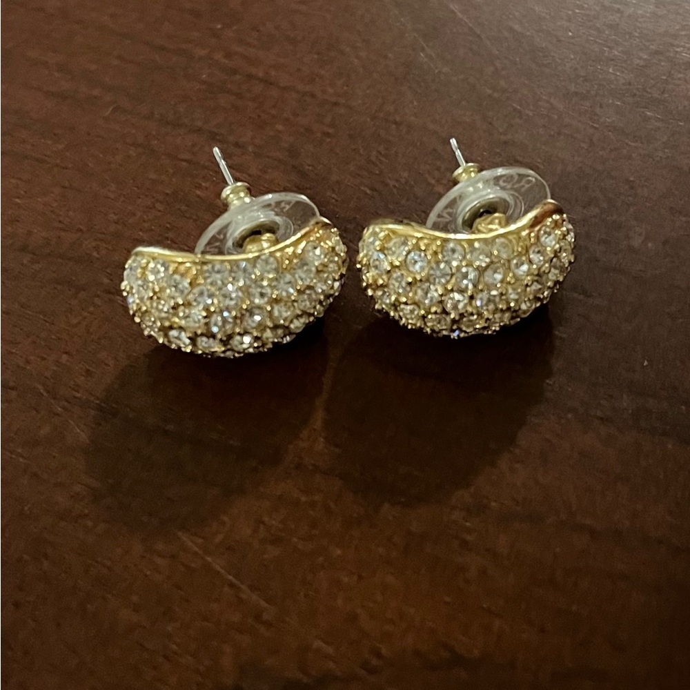 Vintage Roman gold & rhinestone earrings